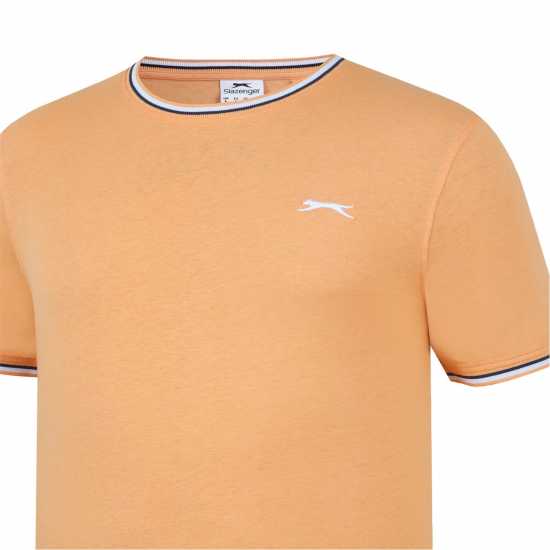 Slazenger Мъжка Тениска Tipped T Shirt Mens Sweet Mandr Мъжко облекло за едри хора