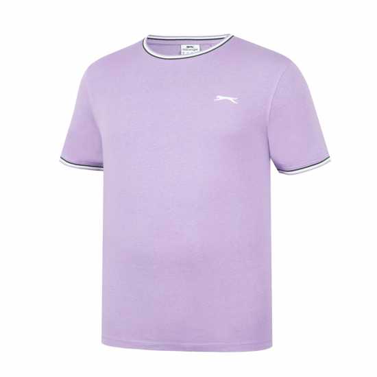 Slazenger Мъжка Тениска Tipped T Shirt Mens Лаванда Мъжко облекло за едри хора