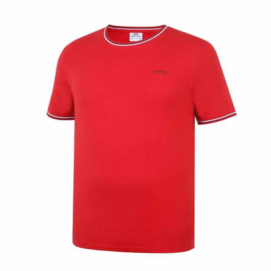 Slazenger Мъжка Тениска Tipped T Shirt Mens Череша Мъжко облекло за едри хора