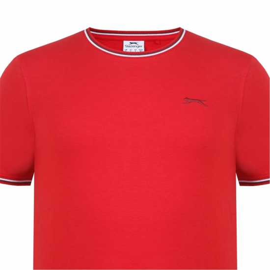 Slazenger Мъжка Тениска Tipped T Shirt Mens Череша Мъжко облекло за едри хора