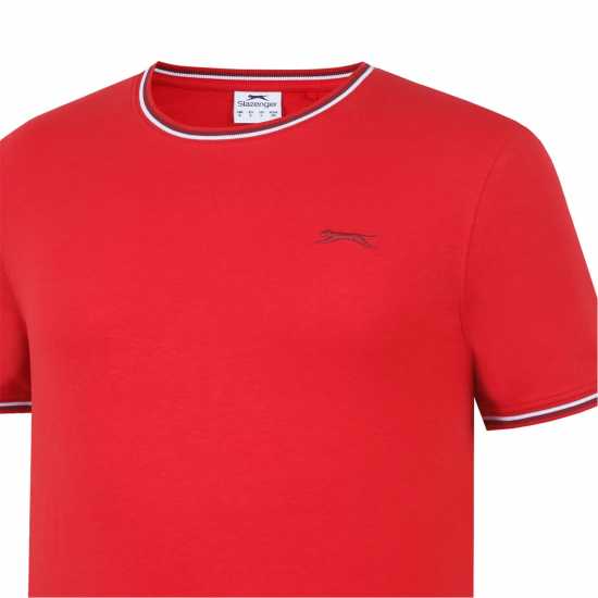 Slazenger Мъжка Тениска Tipped T Shirt Mens Череша Мъжко облекло за едри хора