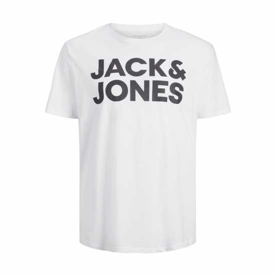 Мъжка Риза Jack And Jones Short Sleeve Logo T-Shirt Mens Plus Size Бяло 