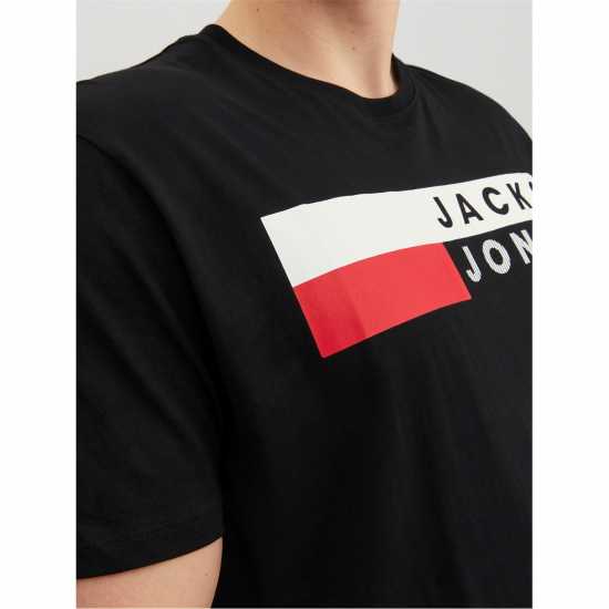 Мъжка Риза Jack And Jones Short Sleeve Logo T-Shirt Mens Plus Size Черно 