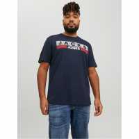 Мъжка Риза Jack And Jones Short Sleeve Logo T-Shirt Mens Plus Size Нави блейзър 