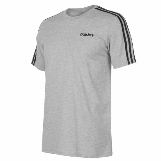 Adidas Мъжка Риза Essentials 3-Stripes T-Shirt Mens Средно сиво/бяло Мъжко облекло за едри хора