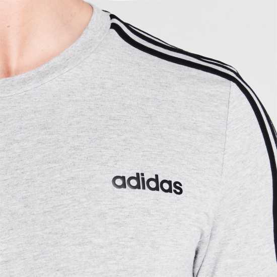 Adidas Мъжка Риза Essentials 3-Stripes T-Shirt Mens Средно сиво/бяло Мъжко облекло за едри хора