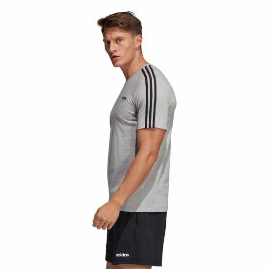 Adidas Мъжка Риза Essentials 3-Stripes T-Shirt Mens Средно сиво/бяло Мъжко облекло за едри хора