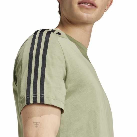 Adidas Мъжка Риза Essentials 3-Stripes T-Shirt Mens Зелен палатка Мъжко облекло за едри хора