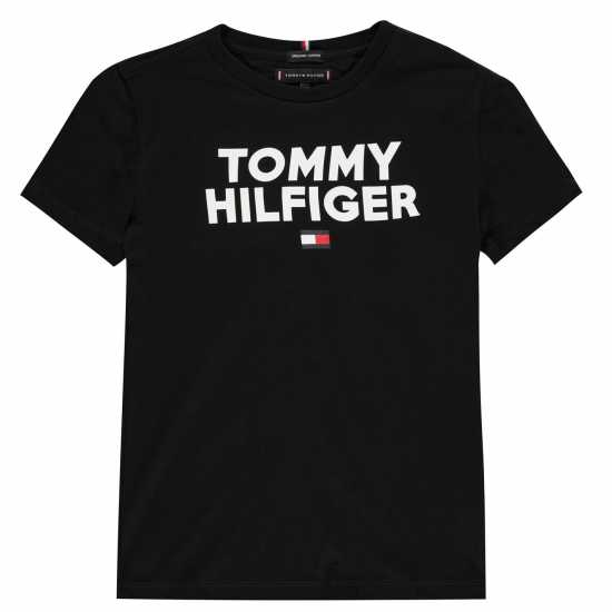 Tommy Hilfiger Тениска Junior Corp Logo T Shirt Черно Kids