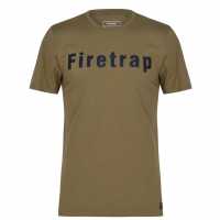 Firetrap Мъжка Тениска Large Logo T Shirt Mens Olive Night Мъжко облекло за едри хора