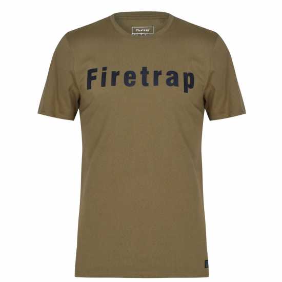 Firetrap Мъжка Тениска Large Logo T Shirt Mens Olive Night Мъжко облекло за едри хора