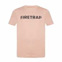 Firetrap Мъжка Тениска Large Logo T Shirt Mens Тъмно розово Мъжко облекло за едри хора