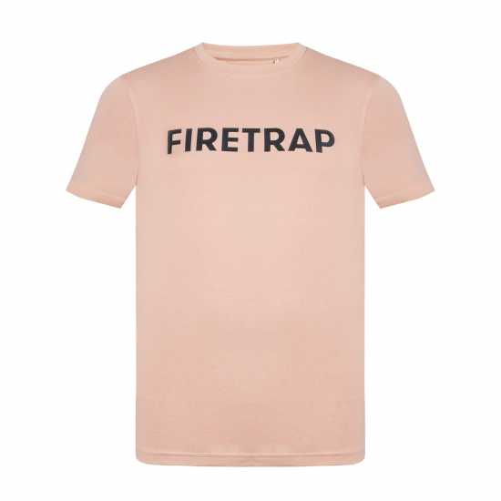 Firetrap Мъжка Тениска Large Logo T Shirt Mens Тъмно розово Мъжко облекло за едри хора