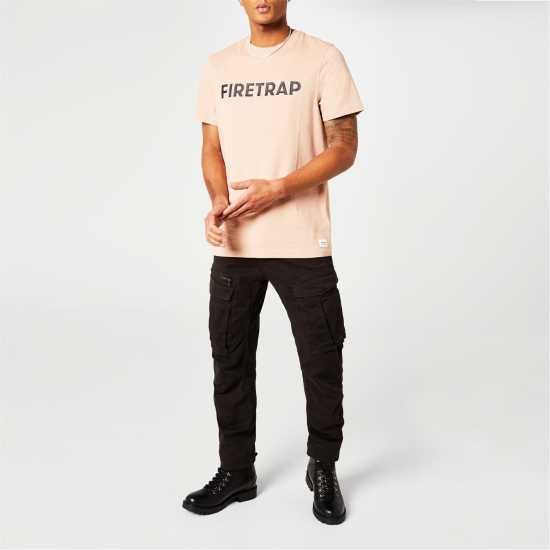 Firetrap Мъжка Тениска Large Logo T Shirt Mens Тъмно розово Мъжко облекло за едри хора