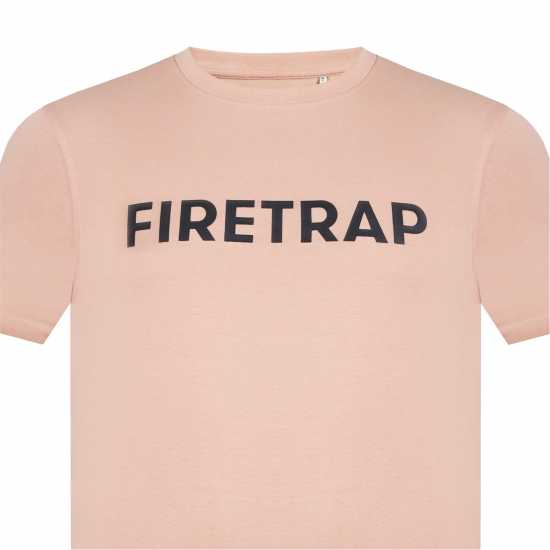 Firetrap Мъжка Тениска Large Logo T Shirt Mens Тъмно розово Мъжко облекло за едри хора