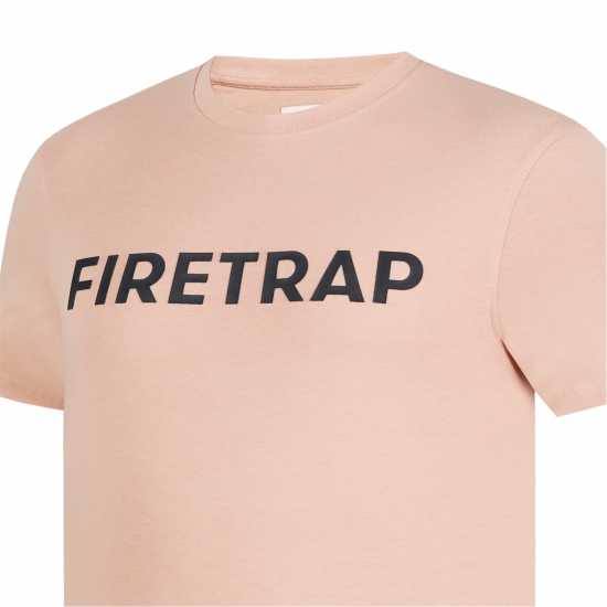 Firetrap Мъжка Тениска Large Logo T Shirt Mens Тъмно розово Мъжко облекло за едри хора