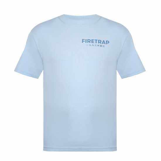 Firetrap Мъжка Тениска Large Logo T Shirt Mens Pastel Blue Мъжко облекло за едри хора