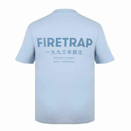 Firetrap Мъжка Тениска Large Logo T Shirt Mens Pastel Blue Мъжко облекло за едри хора