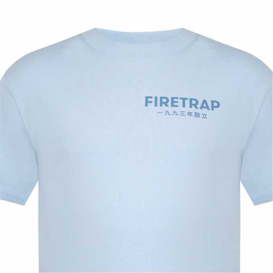 Firetrap Мъжка Тениска Large Logo T Shirt Mens Pastel Blue Мъжко облекло за едри хора