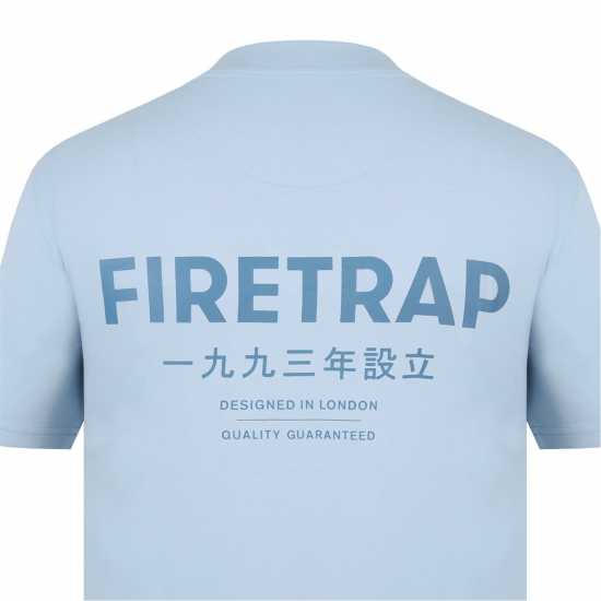 Firetrap Мъжка Тениска Large Logo T Shirt Mens Pastel Blue Мъжко облекло за едри хора