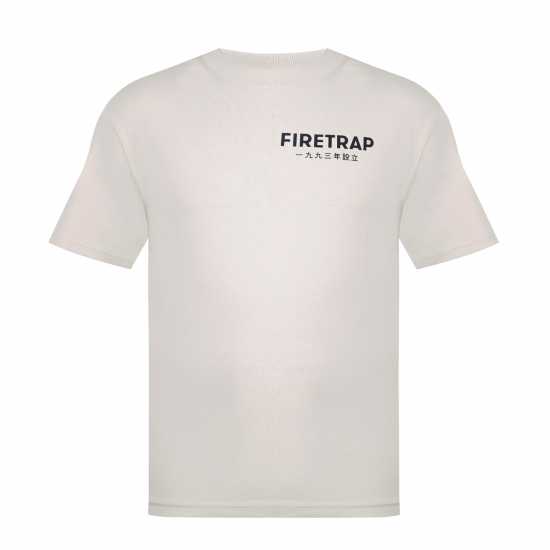 Firetrap Мъжка Тениска Large Logo T Shirt Mens Oatmeal Мъжко облекло за едри хора