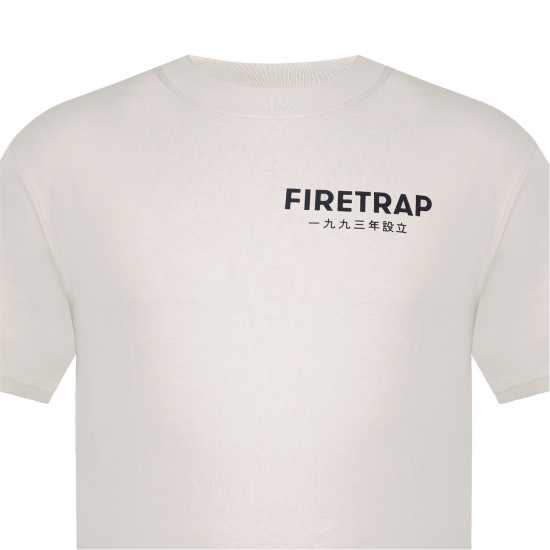 Firetrap Мъжка Тениска Large Logo T Shirt Mens Oatmeal Мъжко облекло за едри хора