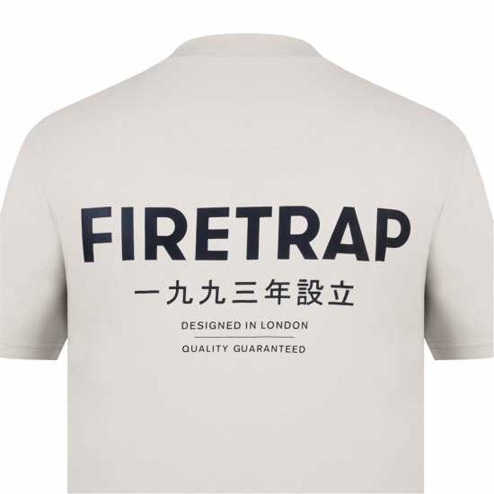 Firetrap Мъжка Тениска Large Logo T Shirt Mens Oatmeal Мъжко облекло за едри хора