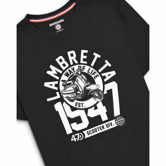 Lambretta Tee Черно/Бяло Мъжко облекло за едри хора