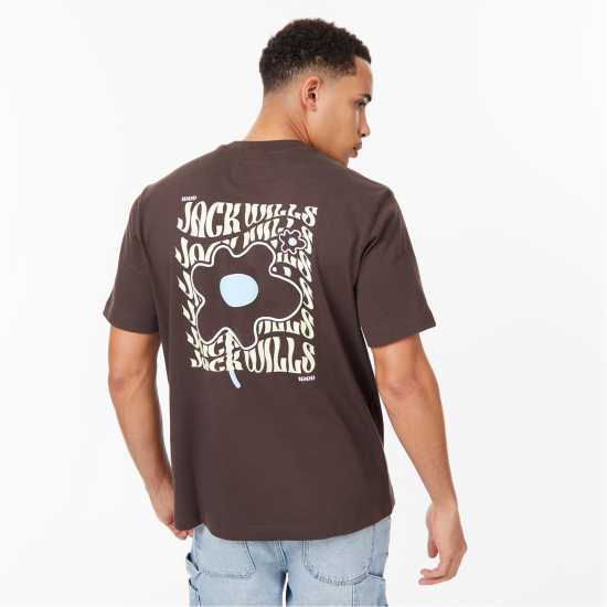 Jack Wills Floral Graphic T-Shirt Дърво Мъжко облекло за едри хора