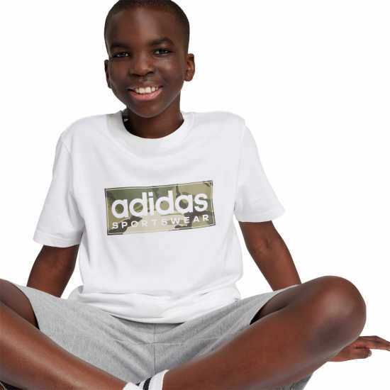 Adidas Детска Тениска Logo T Shirt Junior Черно/Бяло/Сиво Детски тениски и фланелки