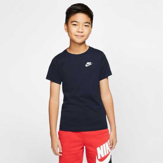 Nike Тениска Момчета Futura T Shirt Junior Boys Морска синьо Детски тениски и фланелки