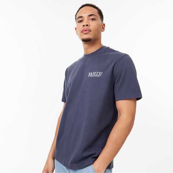 Jack Wills Graphic T-Shirt Нощно небе Мъжко облекло за едри хора