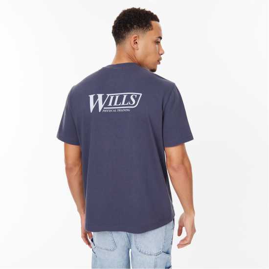 Jack Wills Graphic T-Shirt Нощно небе Мъжко облекло за едри хора