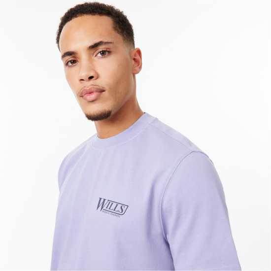 Jack Wills Graphic T-Shirt Сиренево Мъжко облекло за едри хора