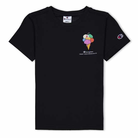 Champion Graphic Print Crew Tee Juniors Черно Детски тениски и фланелки