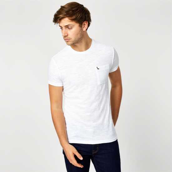 Jack Wills Ayleford Logo T-Shirt Бяло Мъжко облекло за едри хора