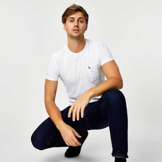 Jack Wills Ayleford Logo T-Shirt Бяло Мъжко облекло за едри хора