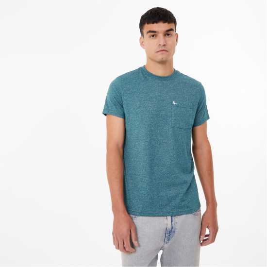 Jack Wills Ayleford Logo T-Shirt Rich Teal Мъжко облекло за едри хора