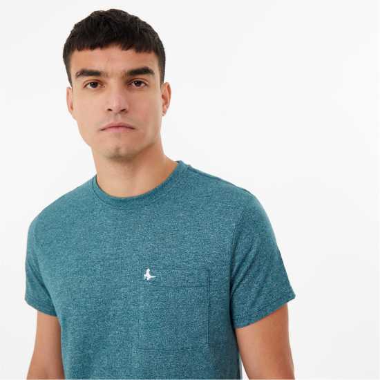 Jack Wills Ayleford Logo T-Shirt Rich Teal Мъжко облекло за едри хора