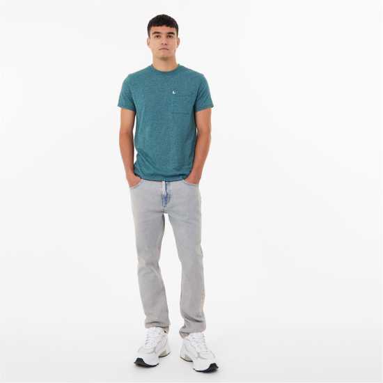 Jack Wills Ayleford Logo T-Shirt Rich Teal Мъжко облекло за едри хора