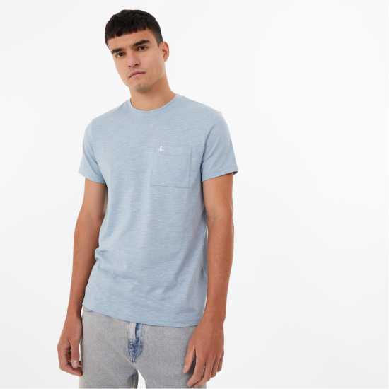 Jack Wills Ayleford Logo T-Shirt Powder Blue Мъжко облекло за едри хора