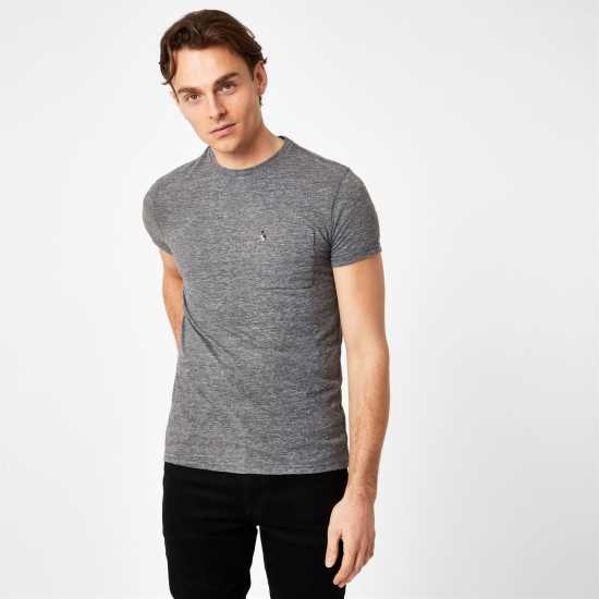 Jack Wills Ayleford Logo T-Shirt Сив марл Мъжко облекло за едри хора