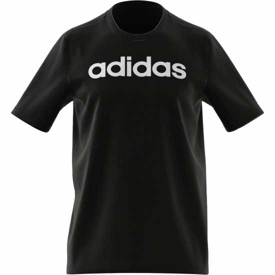 Adidas Мъжка Риза Essentials Single Jersey Linear Embroidered Logo T-Shirt Mens Черен линеен Мъжко облекло за едри хора