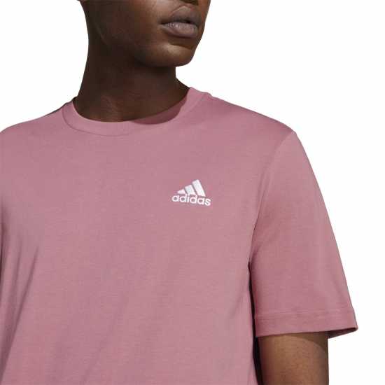 Adidas Мъжка Риза Essentials Single Jersey Linear Embroidered Logo T-Shirt Mens Бордово 