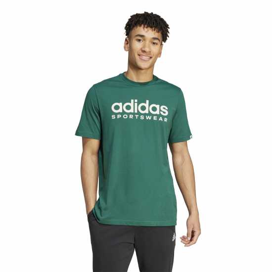 Adidas Мъжка Риза Essentials Single Jersey Linear Embroidered Logo T-Shirt Mens Кол Зелено 