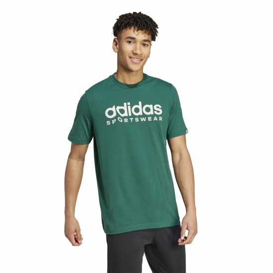 Adidas Мъжка Риза Essentials Single Jersey Linear Embroidered Logo T-Shirt Mens Кол Зелено 