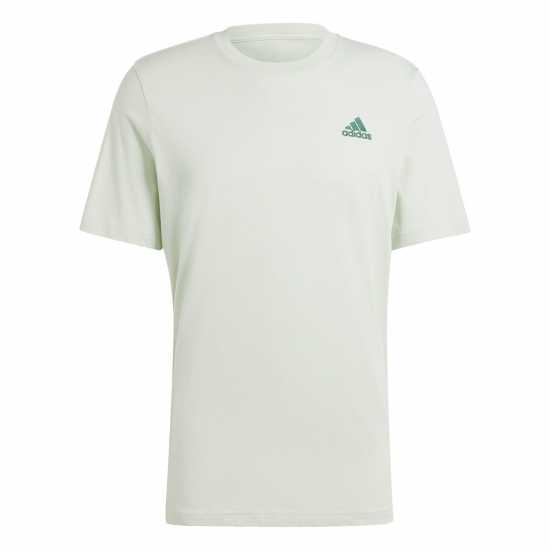 Adidas Мъжка Риза Essentials Single Jersey Linear Embroidered Logo T-Shirt Mens Линена зелена 