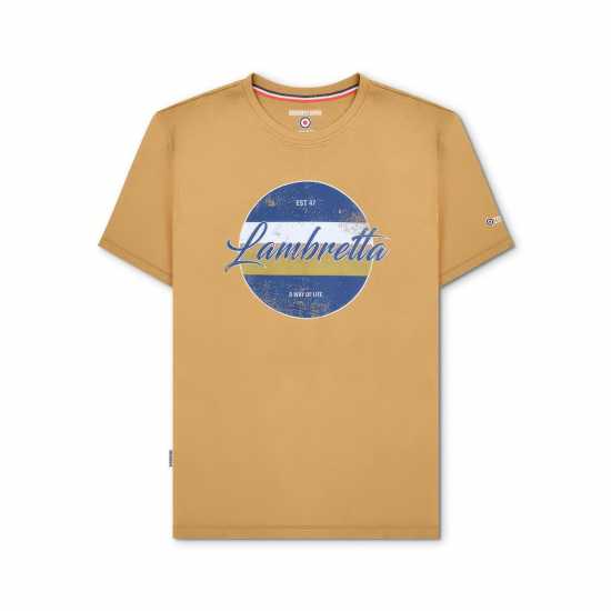 Lambretta Print Tee Пясък Мъжко облекло за едри хора