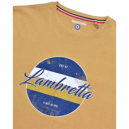 Lambretta Print Tee Пясък Мъжко облекло за едри хора