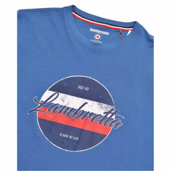 Lambretta Print Tee Тъмно синьо Мъжко облекло за едри хора